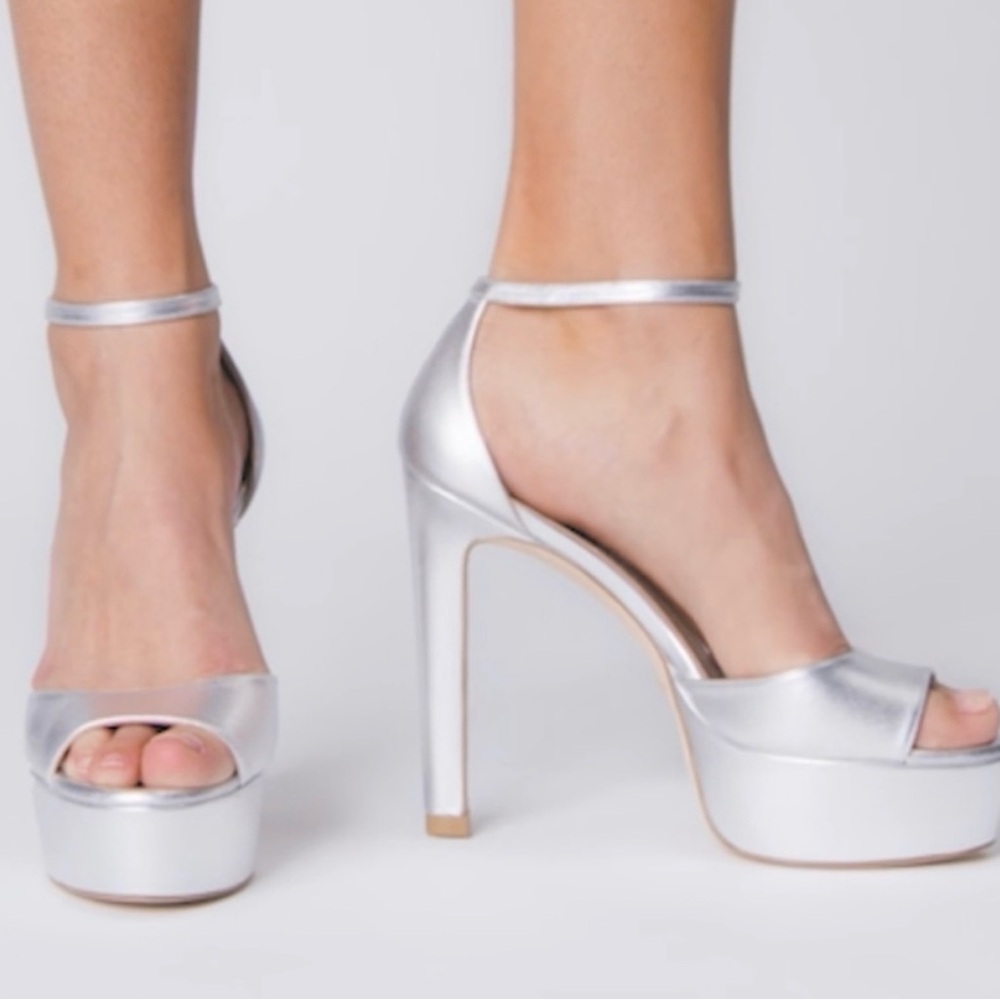 Stuart Weitzman Metallic Silver High Heels - Picture 2 of 12
